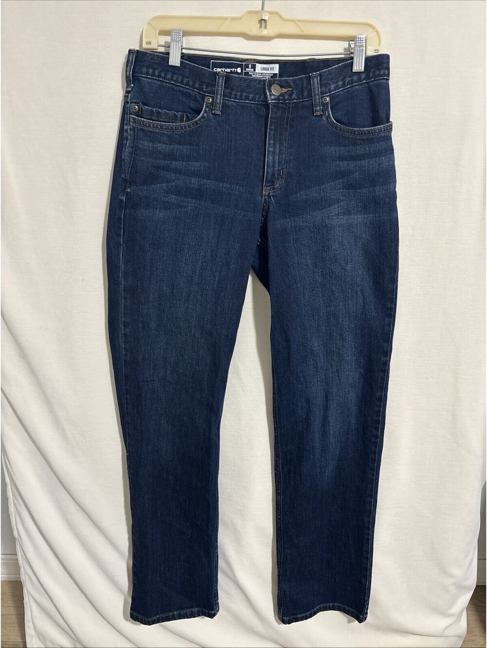 Carhartt Jeans Women’s Size 8 Rugged Flex Loose Fit Dark Wash 34”inseam